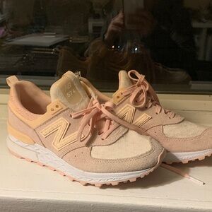 New Balance Women's Soft Pink and Cream Sneakers
